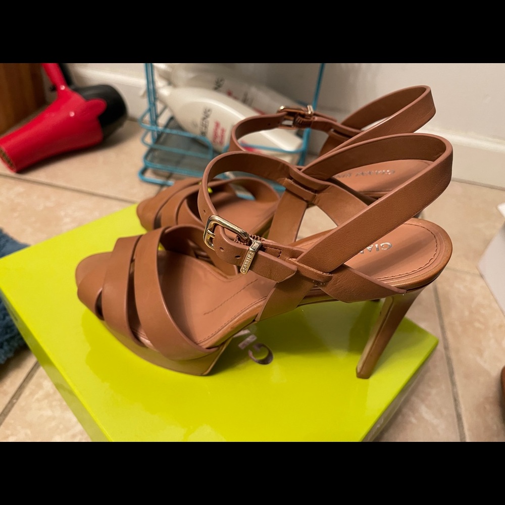 Gianni Bini Tan Strappy High Heel Sandals